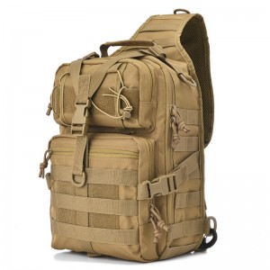 Tactical Sling Bag Pack Military Rover Shoulder Sling Backpack EDC Molle Assault Range Bags Day Pack with USA Flag Patch Tan