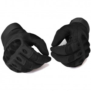 Military Rubber Knuckle Tactical Gloves, Motorcycle Motorbike Riding Full Finger Driving Gloves Black Medium