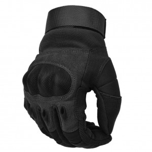 Military Rubber Knuckle Tactical Gloves, Motorcycle Motorbike Riding Full Finger Driving Gloves Black Medium