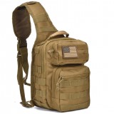 DIGBUG Tactical Sling Bag Pack Military Rover Shoulder Sling Backpack Molle Assault Range Bag Everyday Carry Diaper Bag Day Pack Tan Small